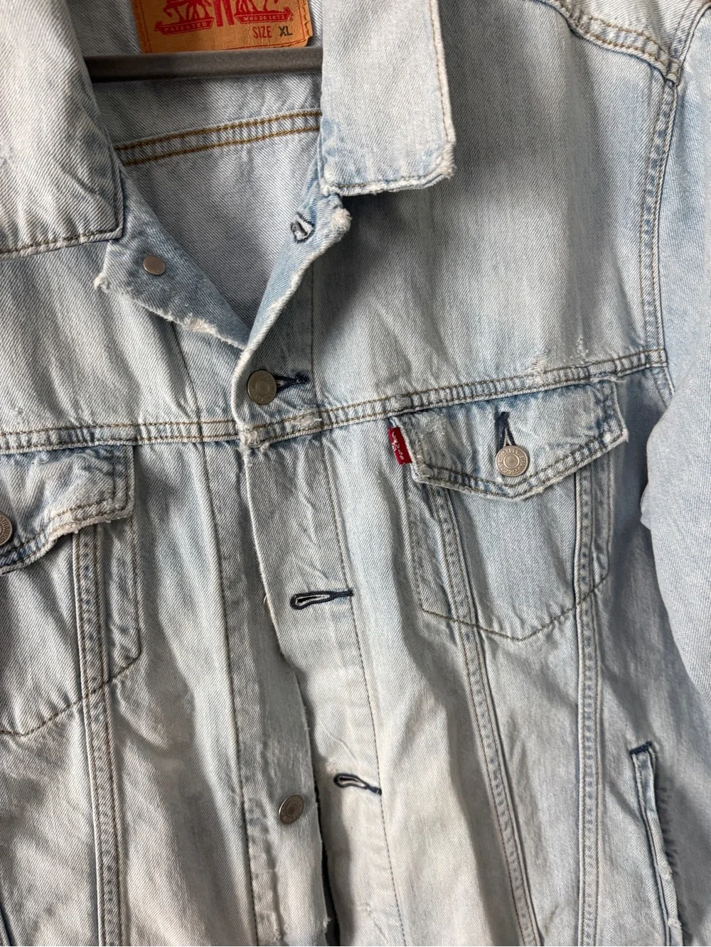 Levi's Light Wash Denim Trucker Jacket in Pale Blue - Picture 7 of 9